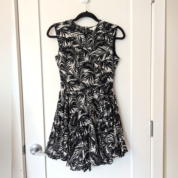 H&M Fit & Flare Dress with liner, tropical palm tree leaf print, summer casual - Picture 1 of 7